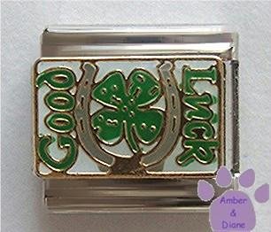 Four Leaf Clover & Horseshoe Good Luck Italian Charm