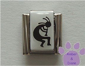 Kokopelli Italian Charm Symbol of Fertility black on white