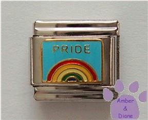 Rainbow PRIDE Italian Charm Gay Pride on Sky Blue