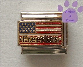 American Freedom Flag Italian Charm US Red, White and Blue