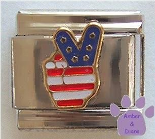 American Victory Flag Italian Charm Peace Symbol Flag