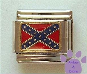 Rebel Flag Italian Charm - Rebel Red And Blue Flag