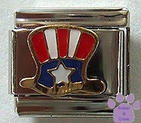 US Flag American Uncle Sam Hat Italian Charm