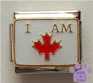 I AM CANADIAN Italian Charm with Red Maple Leaf for Canadian