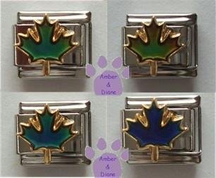 Ultraviolet UV Maple Leaf Italian Charm Changes colors