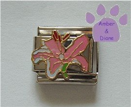 Beautiful Pink Lily Italian Charm means "Beauty and Coquetry"