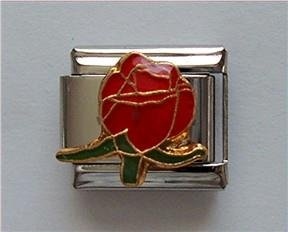 Beautiful Red Rosebud Italian Charm means "I love you"