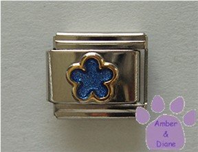 Blue Shimmer Flower Italian Charm