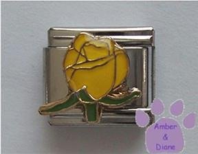Pretty Yellow Rosebud Italian Charm means "joy and happiness"
