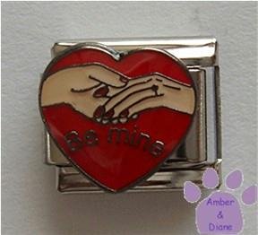 Be Mine Italian Charm Holding Hands on Red Heart