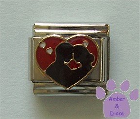 Couple Silhouetted Against a Red Heart Italian Charm