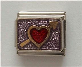 Red Heart Pierced with an Arrow Italian Charm