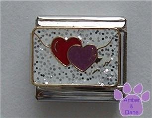SWAK Hearts on an Envelope Italian Charm with White Glitter Back