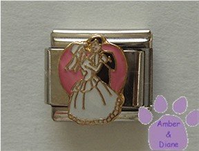 Bride and Groom Italian Charm First Dance on a pink heart