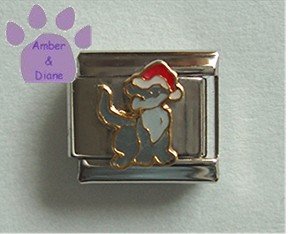 Christmas Cat Italian Charm Kitty with a Santa Hat