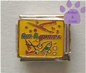 fun & games Italian Charm - scissors, paint brush, pencil, stars