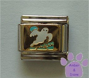 Ghost Italian Charm on goldtone for Halloween