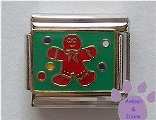 Gingerbread Man Italian Charm Surrounded by Gumdrops