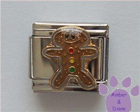 Gingerbread Man Italian Charm with Gumdrop Buttons