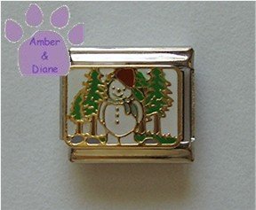 Snowman Italian Charm Snow Man in a Field