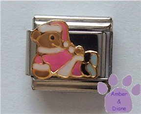 Teddy Bear in a Santa Suit Italian Charm