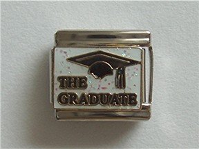 THE GRADUATE Italian Charm with black mortarboard cap