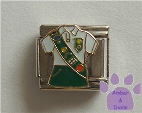 Girl Scout Uniform Italian Charm with Badges on Sash