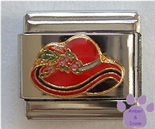 Gorgeous Red Hat with Pink and Red Flowers Italian Charm