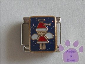 Christmas Angel Italian Charm in a Santa Suit