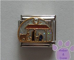 Nativity Scene Italian Charm Stable with white crystal Star