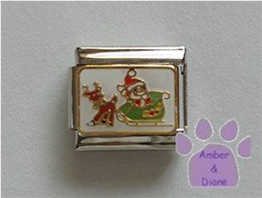 Santa Claus in his Sleigh Italian Charm