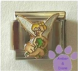 Gorgeous Tinkerbell Seated with Glitter Wings Italian Charm