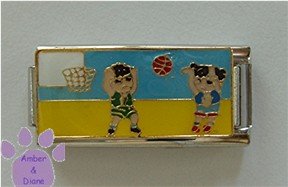 Kids Playing Basketball Super Link Italian Charm