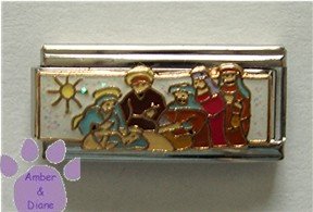Nativity Scene Super Link Italian Charm Mary, Joseph, baby Jesus