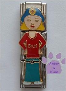 Little Girl "Brat" Triple Link Italian Charm with Blond Hair