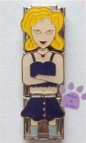 Little Girl Triple Link Italian Charm - heart necklace