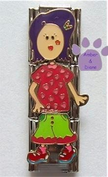 Little Girl Triple Link Italian Charm - shirt with hearts