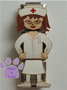 Triple Link Nurse Italian Charm in her white uniform