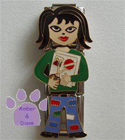 Triple Link Scrapbooker Italian Charm with her album, scissors