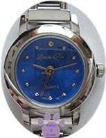 Electric Blue Silvertone Italian Charm Watch with 15 links