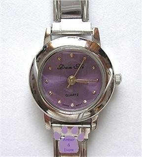 Light Lavender Silvertone Italian Charm Watch with 15 links