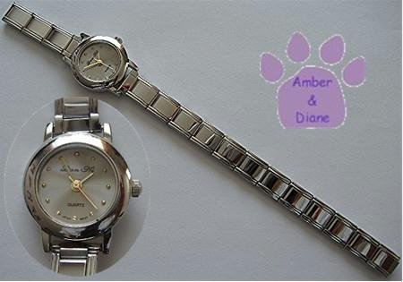 Pale Silver Gray Silvertone Italian Charm Watch with 15 links
