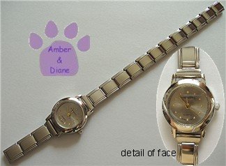 Silvergray Silvertone Italian Charm Watch 15 links with circles
