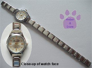 White Silvertone Italian Charm Watch with 15 links & bars on face