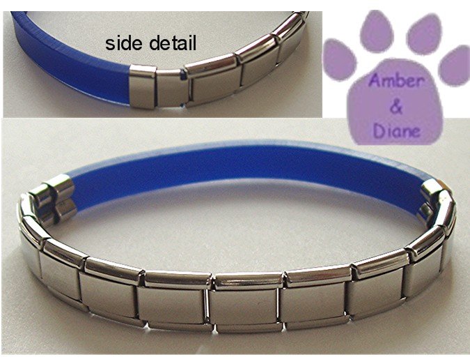 Electric Blue Rubber Italian Charm Starter Bracelet