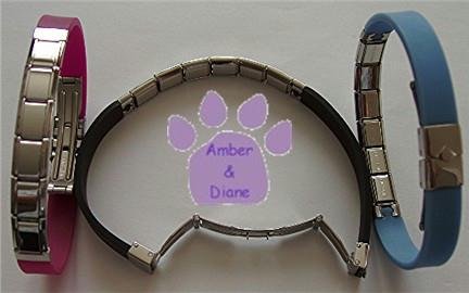 Fuschia Rubber Italian Charm Starter Bracelet that Snaps Open