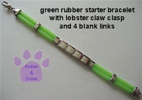 Green Rubber Italian Charm Starter Bracelet with Lobster Claw