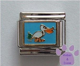 Pelican Italian Charm on Sky Blue Enamel
