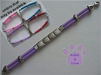 Purple Rubber Italian Charm Starter Bracelet Lobster Claw Clasp