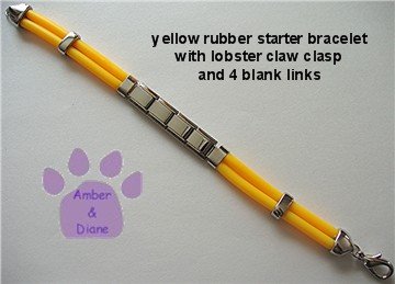 Yellow Rubber Italian Charm Starter Bracelet with Lobster Claw